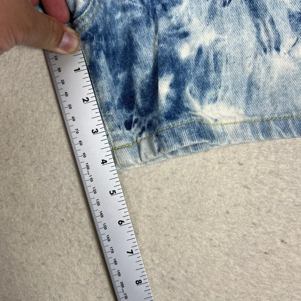 Tommy Jeans‎ Womens Tie Dye Denim Shorts Size 7 Blue White Acid Wash Y2K